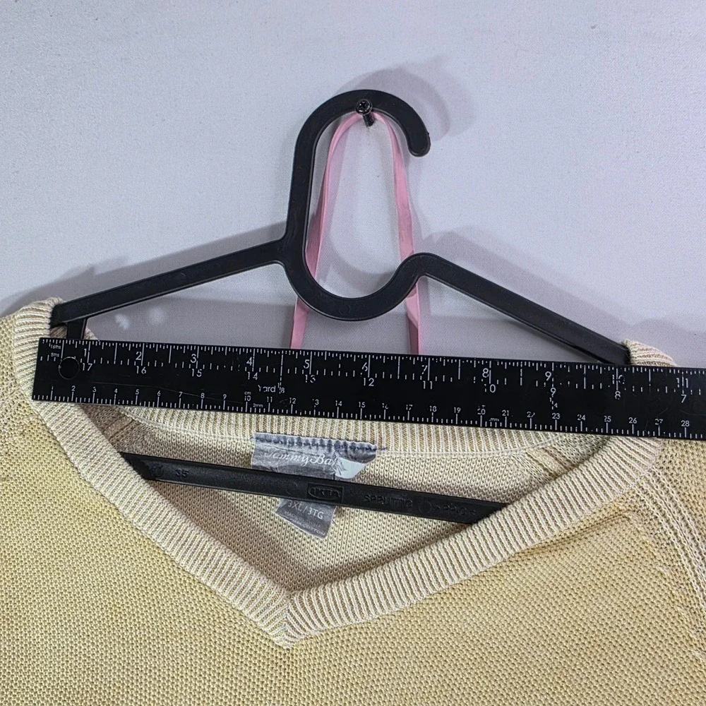 Tommy Bahama Mens 3XL Yellow Pima Cotton Reversible V-Neck Raglan Sweater